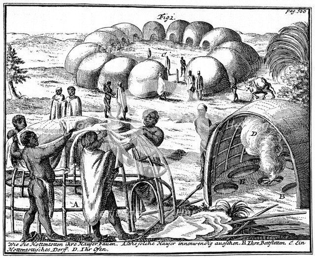 Khoikhoi huts and kraal, South Africa, 1931. Artist: Unknown