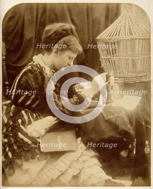 May Prinsep reading a letter, 1870. Creator: Julia Margaret Cameron.