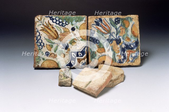 Delftware tiles, late 16th-early 17th century. Artist: Unknown