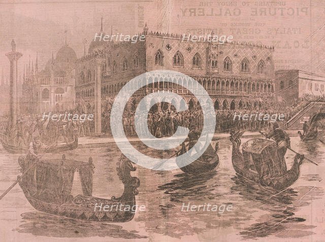 Gondolas in front of the Doge's Palace, c1891. Creator: Unknown.
