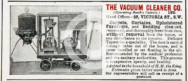 Advertisement for The Vacuum Cleaner Company, 1906.  Artist: Anon