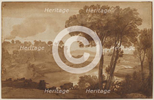 View of the Acqua Acetosa (recto); David and Goliath (verso), c. 1645. Creator: Claude Lorrain (French, 1604-1682).