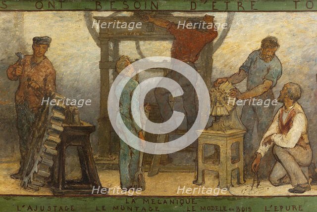 Near or far all trades need to be touched by a reflection of art: Trades: Sketch for the..., 1887. Creator: Edmond Eugene Valton.