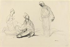 Soldiers Preparing a Meal, c. 1914/1919. Creator: Jean Louis Forain.