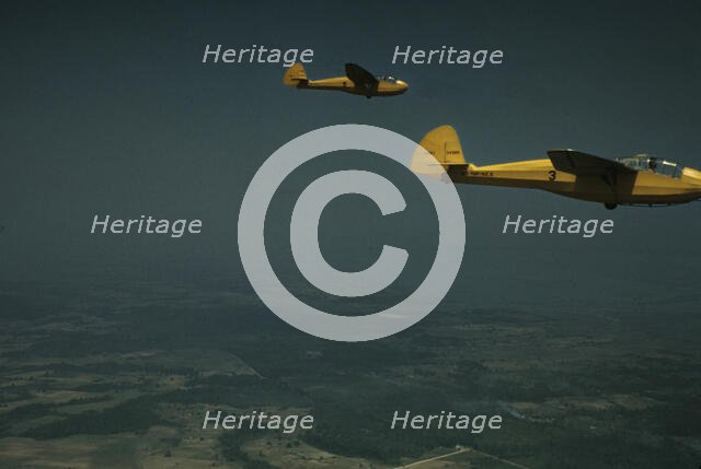 Marine Corps gliders being towed from Page Field, Parris Island, S.C., 1942. Creator: Alfred T Palmer.