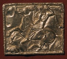 Gold plaque showing a Scythian hunter, 5th century BC Artist: Unknown