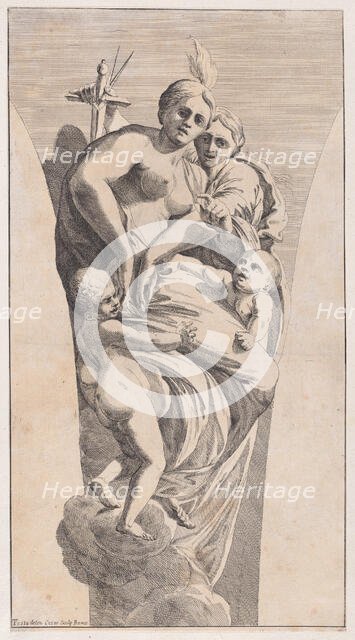 Study for a pendentive depicting Justice and Charity, 1630-50. Creator: Giovanni Cesare Testa.