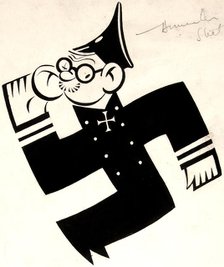 'Furtive Fritz is always listening. Be careful...', swatika, WWII poster, between 1939 and 1946. Creators: Central Office of Information, Unknown.