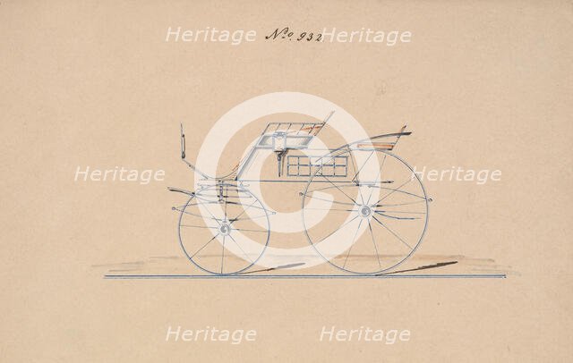 Design for 4 seat Phaeton, no top, no. 932, 1850-70. Creator: Brewster & Co.