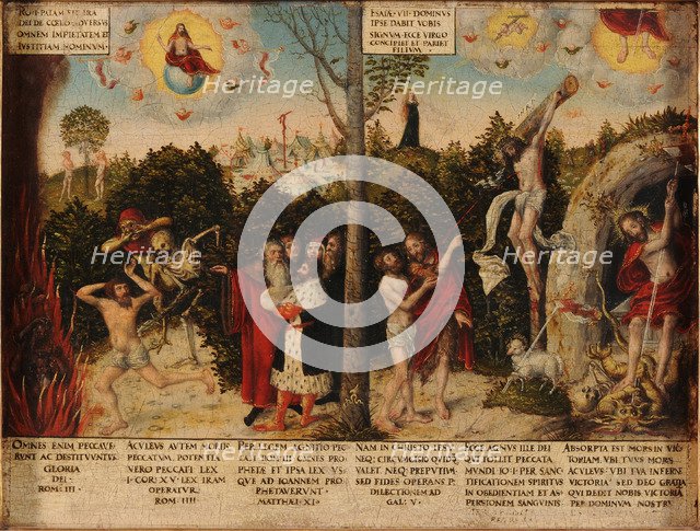 Law and Grace. Artist: Cranach, Lucas, the Younger (1515-1586)