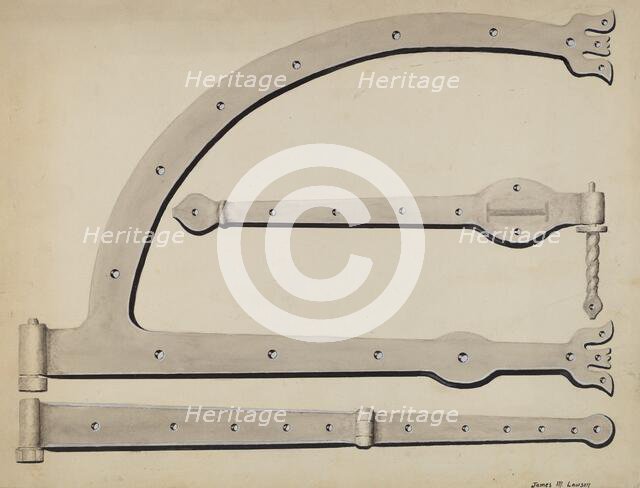 Door Hinges, c. 1936. Creator: James M. Lawson.