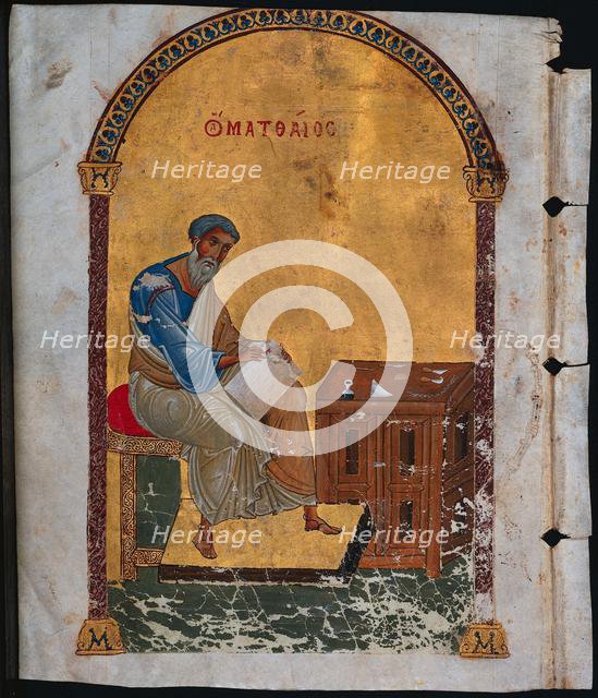 Leaf from a Lectionary with St. Matthew, 1057-1063. Creator: Unknown.
