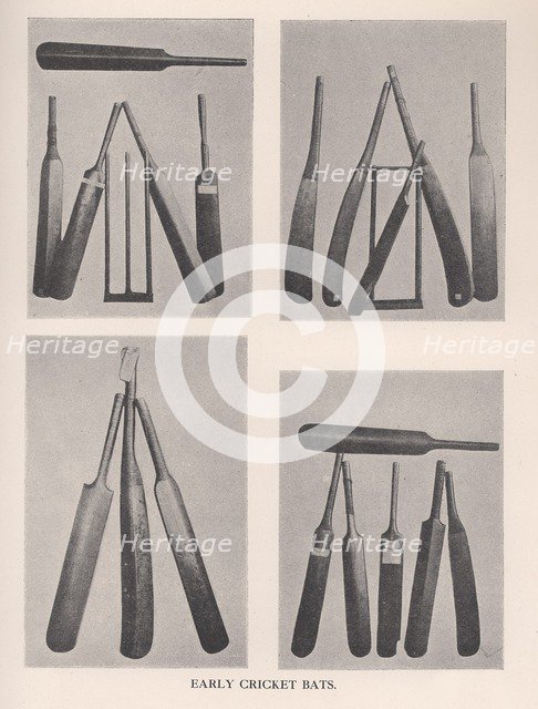Early cricket bats, 1912. Artist: Unknown.