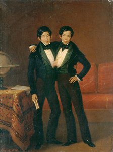 Chang and Eng Bunker, 1836. Creator: Edouard Pingret.