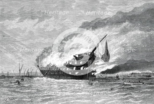 Burning of the training-ship Goliath, 1876. Creator: H. E. Tozer.