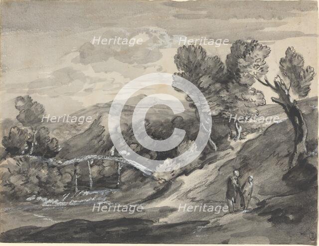 Wooded Upland Landscape with a Bridge, c. 1780. Creator: Thomas Gainsborough.