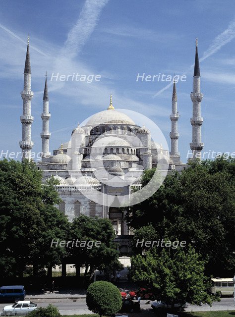 Exterior view of the Blue Mosque in Istanbul.