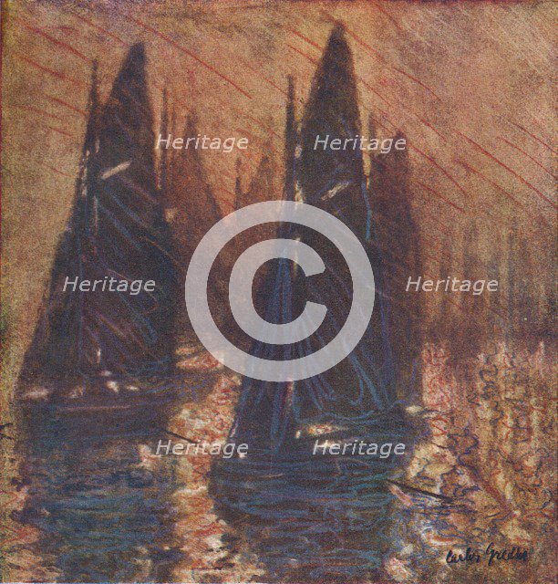 'Fishing Boats in Fog', c1913.  Artist: Carlos Grethe.