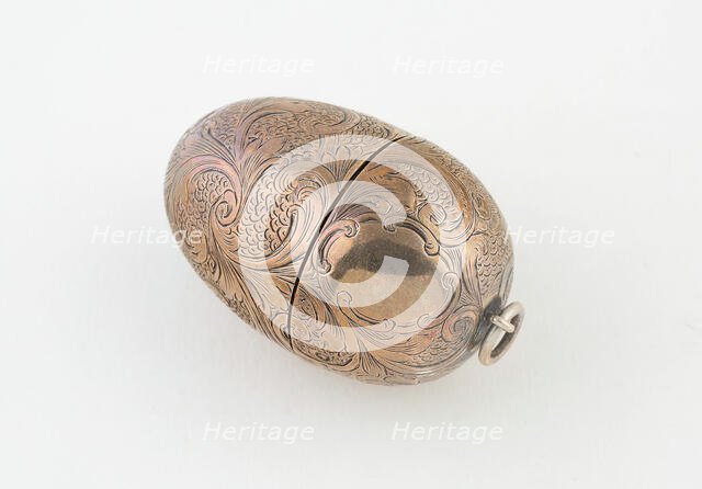Egg-Shaped Vinaigrette, Birmingham, c. 1858/59. Creator: Marked A&S.