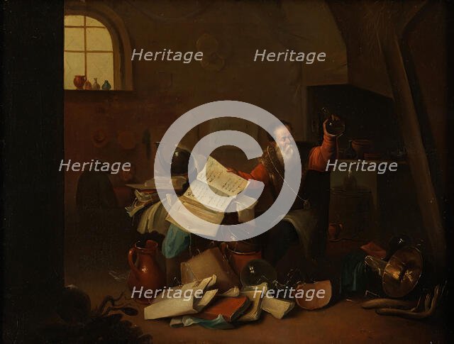 An alchemist in his laboratory, c1680s. Creator: Teniers, David, 1610-1690 (After).
