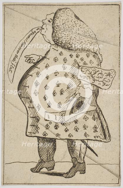 Caricature of a Man declaring: "I'm against Hanover that's flat", ca. 1757. Creator: Attributed to George Townshend, 4th Viscount and 1st Marquess Townshend (British, 1724-1807).