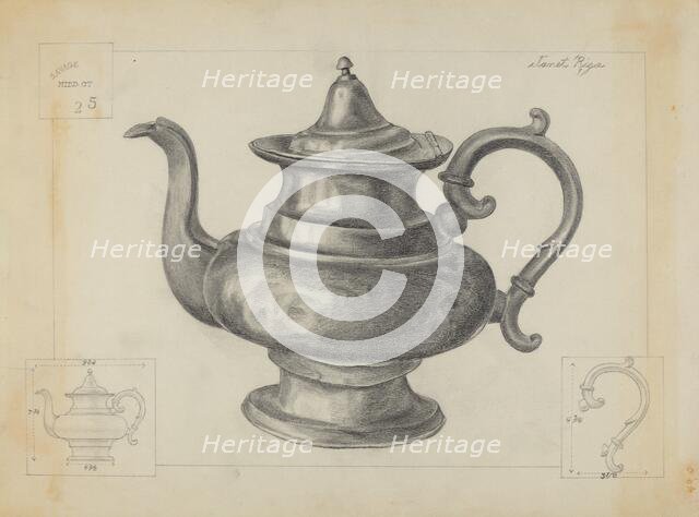 Pewter Teapot, 1936. Creator: Janet Riza.