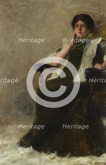 Portrait of Gabriela Zapolska, wife of Stanislaw Janowski, c1900. Creator: Stanislaw Janowski.