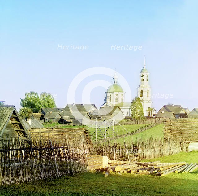 Church in Sterzh near the village of Novinka. St. Vladimir's (Peter and Paul) church, 1910. Creator: Sergey Mikhaylovich Prokudin-Gorsky.
