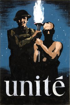 'Unité', World War II poster, between 1939 and 1946. Creator: Central Office of Information.