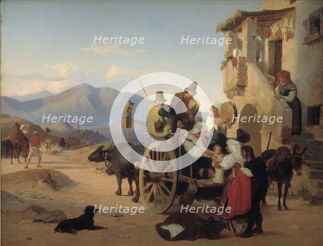 Roman Peasants Going to Market, 1837. Creator: Jorgen Sonne.