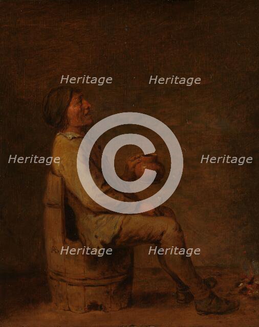 Man Seated Holding a Pipe and a Jug in an Interior, c.1635-c.1645. Creator: Unknown.