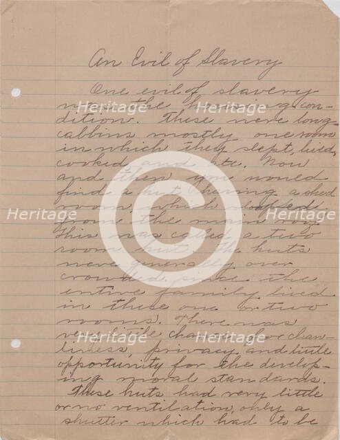 An Evil of Slavery, 1940. Creator: Melinda O. Smith.