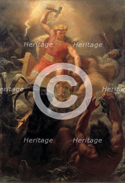 Thor's Fight with the Giants. Artist: Winge, Marten Eskil (1825-1896)