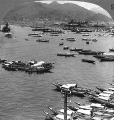 Looking north over vessels in the port of Nagasaki, Japan, 1904.Artist: Underwood & Underwood