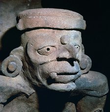 Detail of a Mayan pottery incense burner, 8th century. Artist: Unknown