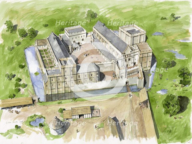 Aerial view from the south, Wolvesey Castle, Old Bishop's Palace, c1170, (c2000s). Creator: Liam Wales.