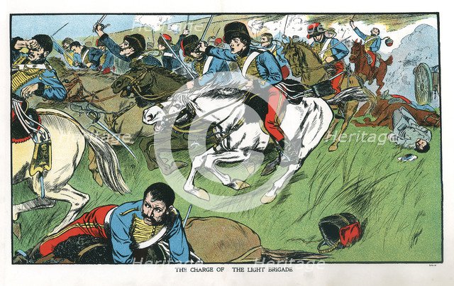 Charge of the Light Brigade at Balaclava, Crimean War, 25 October, 1854 (early 20th century). Artist: Unknown