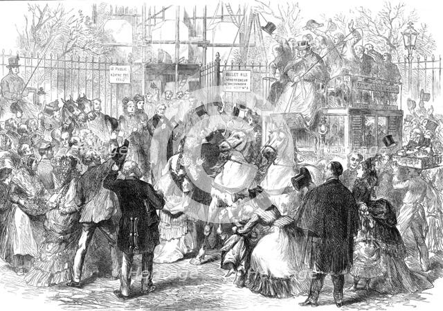 Visit of M. Thiers to his house in the Place St. Georges, 1872. Creator: Unknown.