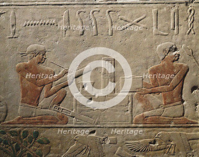 Two Scribes. Relief from Mastaba of Akhethotep at Saqqara, Old Kingdom, 5th Dynasty, ca 2494-2345 BC