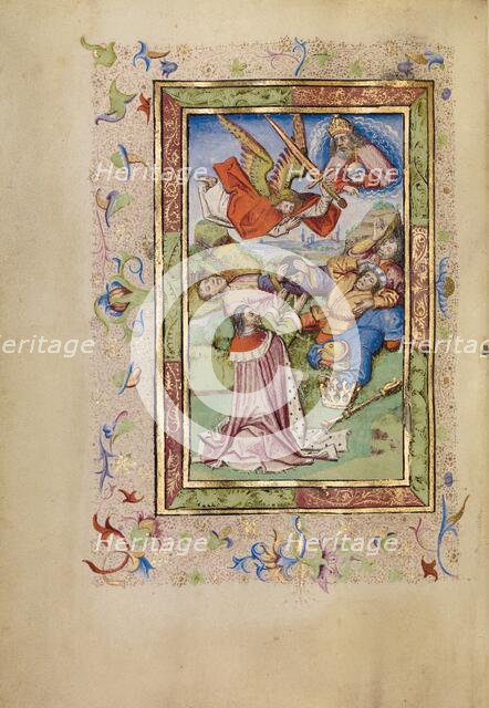 David Praying That the Israelites Be Spared from a Plague; Book of Hours, after 1460. Creator: Unknown.