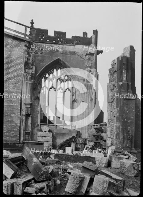Bomb damage to Manchester Cathedral, Greater Manchester, c1940s. Creator: George Bernard Mason.