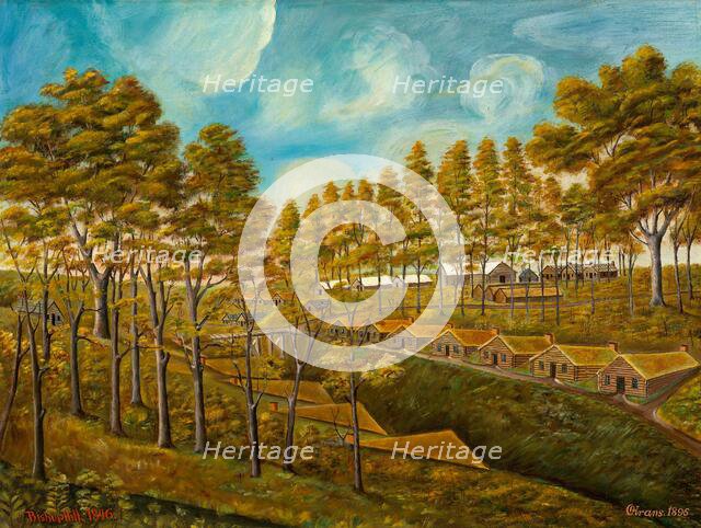 Early Camp Dugouts, c. 1939. Creator: Stanley Mazur.