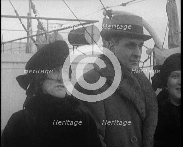 Emma Asquith, Countess of Oxford and Asquith on Deck of a Ship, 1921. Creator: British Pathe Ltd.