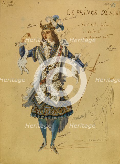 Costume design for the ballet Sleeping Beauty by P. Tchaikovsky, 1890. Artist: Vsevolozhsky, Ivan Alexandrovich (1835-1909)
