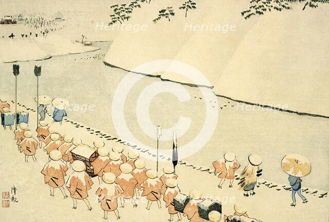 Snow at Soto-Sakurada, Kasumigaseki, c1884. Creator: Kobayashi Kiyochika.