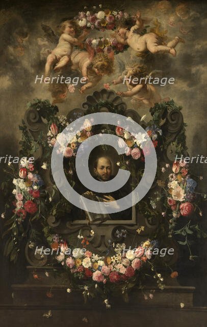Saint Ignatius Surrounded by a Garland of Flowers, 1643. Creator: Jan van Balen.
