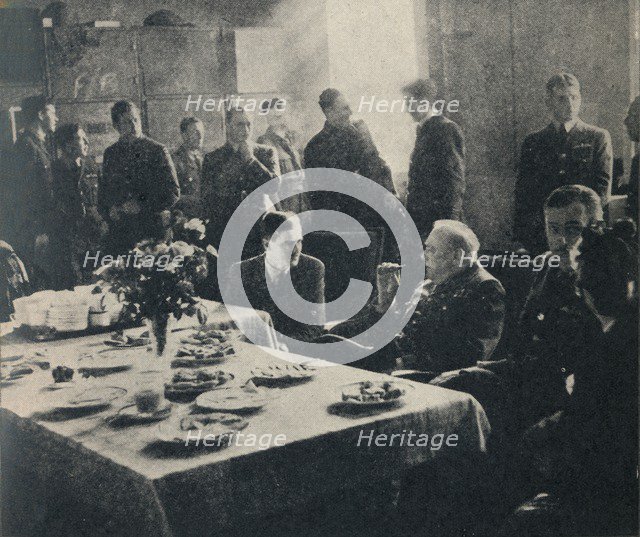 'Mr. Churchill with the R.A.F." - 615 Fighter Squadron, 1940s, (1945).  Creator: Unknown.