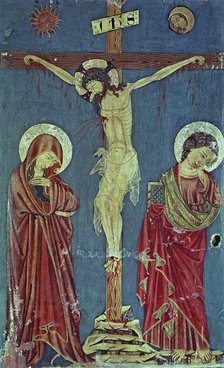  'The Crucifixion, with St. Tecla and Paul', tempera on canvas, c. 1334 - 1340, from the Cathedra…