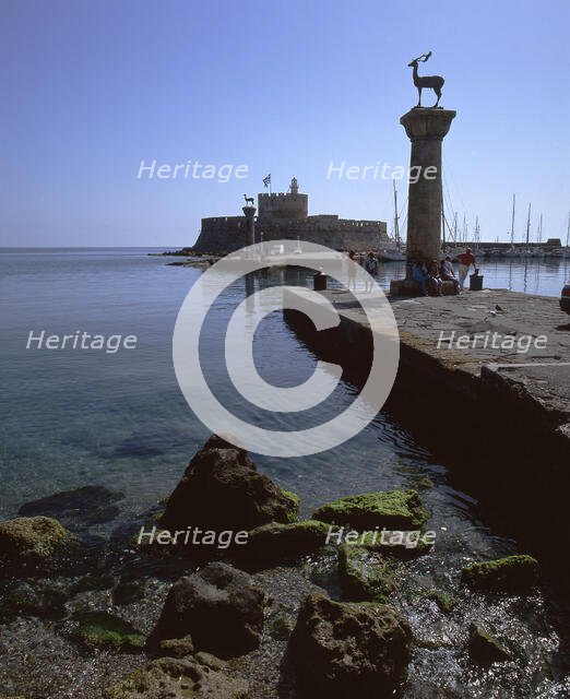 Mandraki Harbour, Rhodes, Greece, 2019. Creator: Ethel Davies.