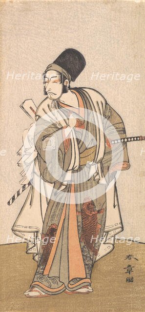 Standing figure of an actor of the Ichikawa family, probably Danjuro IV, 1726-1792. Creator: Shunsho.